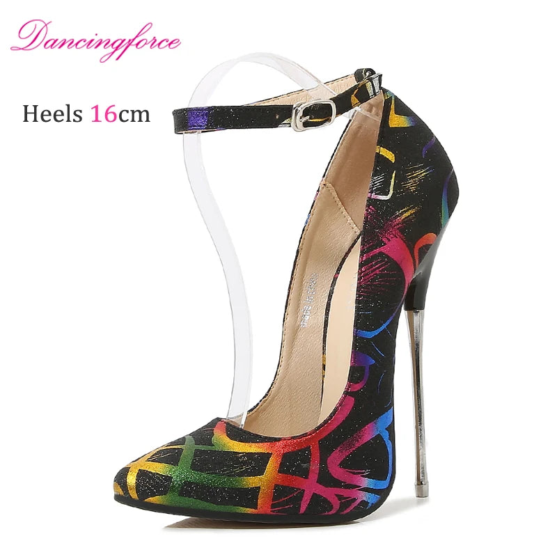 Red Ankle Strap Stiletto Heels