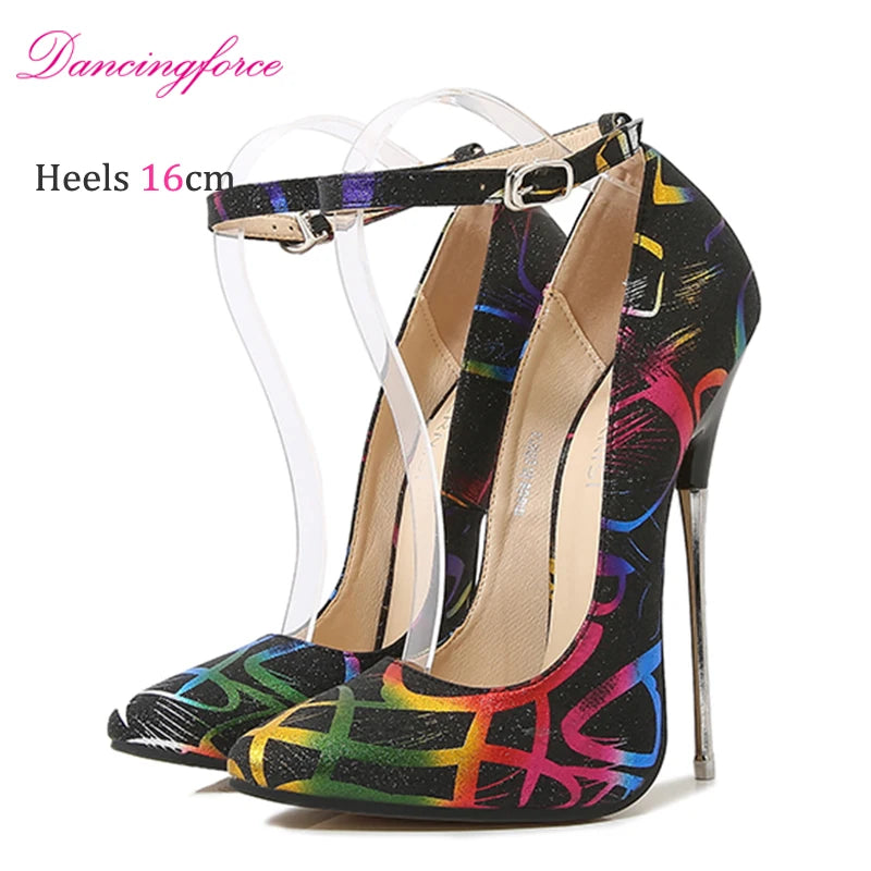 Red Ankle Strap Stiletto Heels