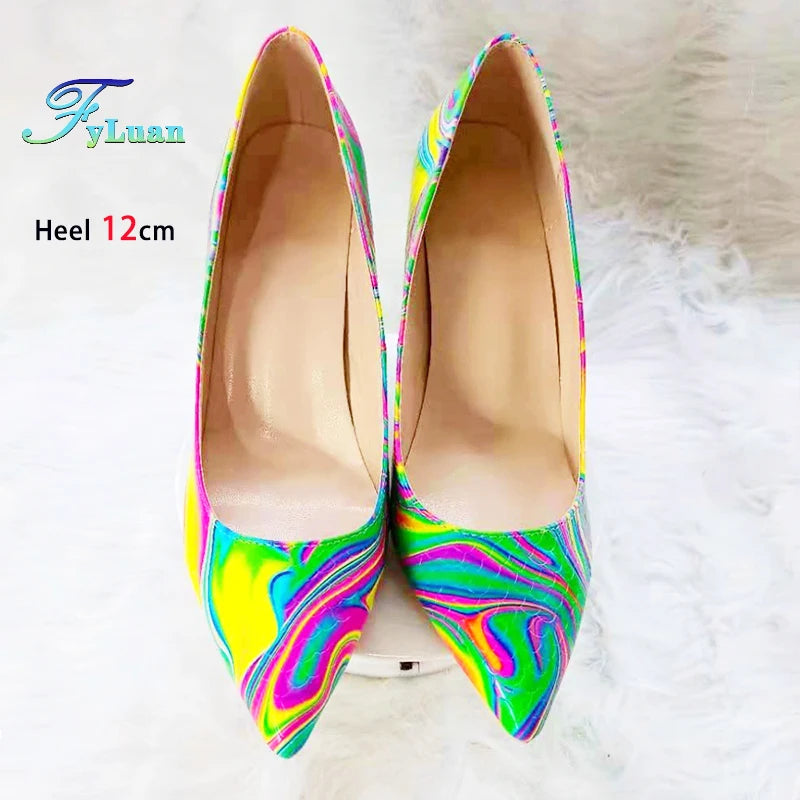 Blue Iridescent Slingback Stiletto Heels