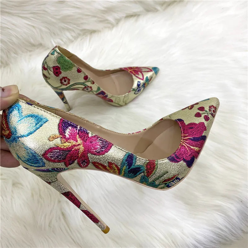 Crystal Ombre Glitter Pointed  Toe Pumps