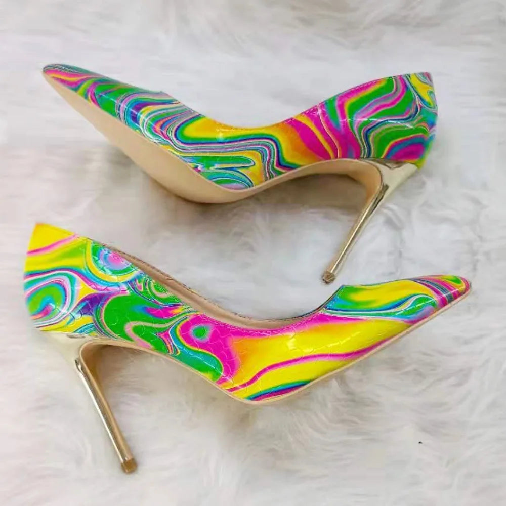 Blue Iridescent Slingback Stiletto Heels