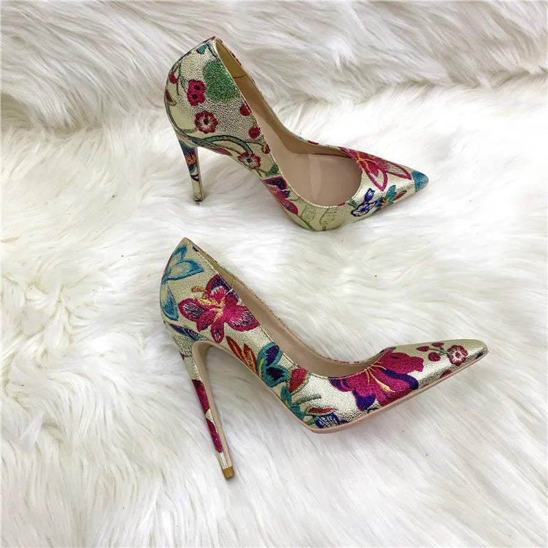 Crystal Ombre Glitter Pointed  Toe Pumps