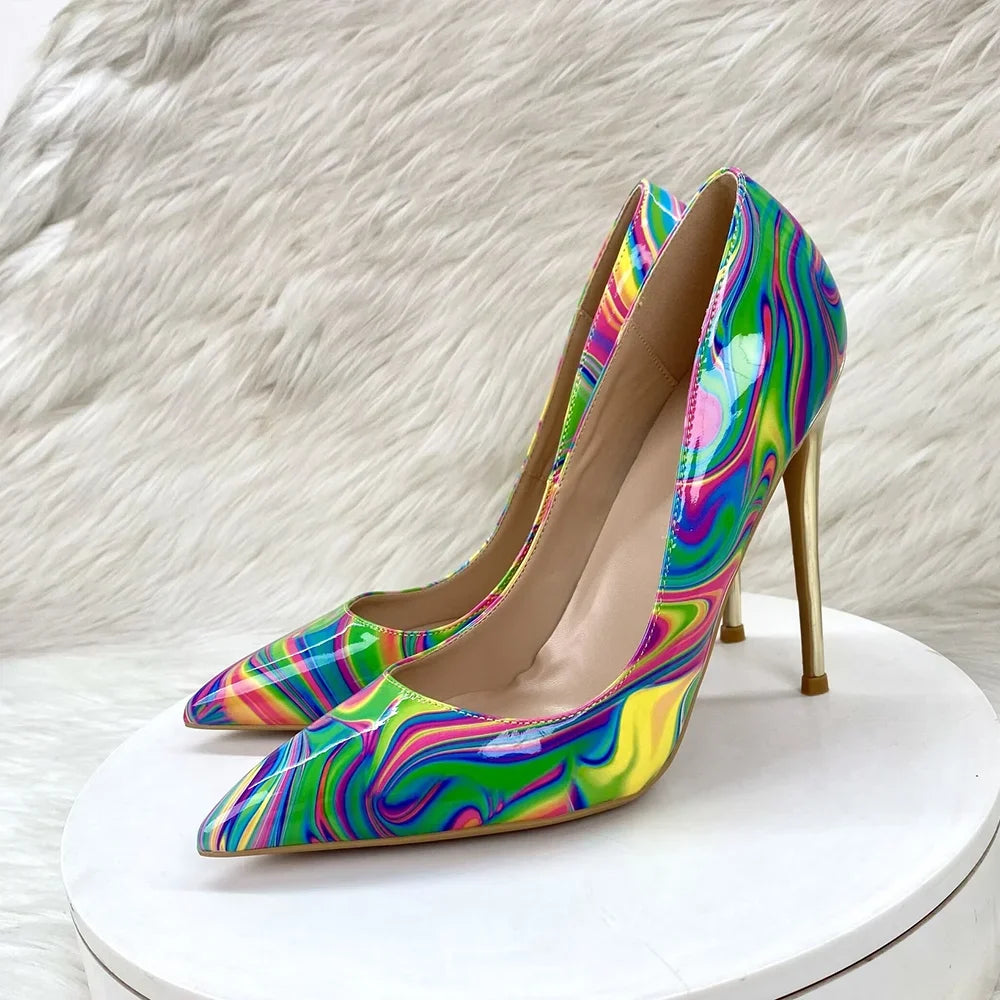 Abstract  Print Stiletto Pumps
