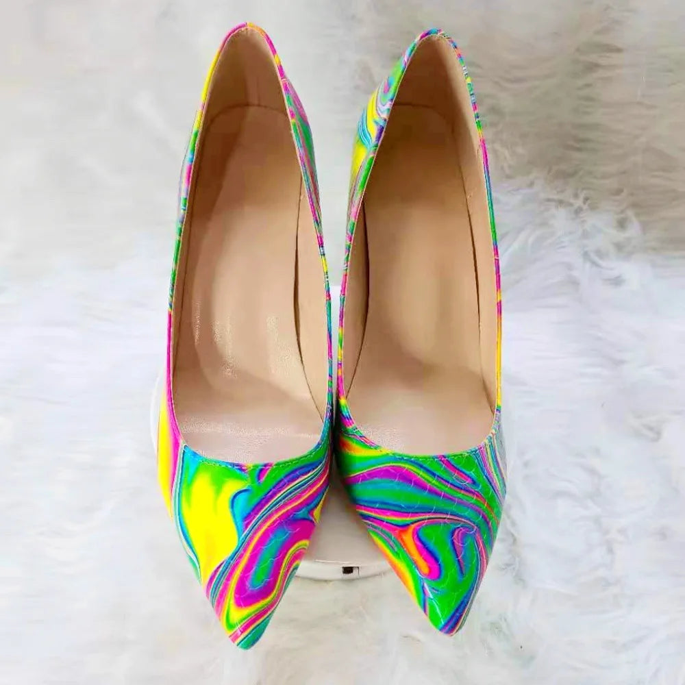 Blue Iridescent Slingback Stiletto Heels