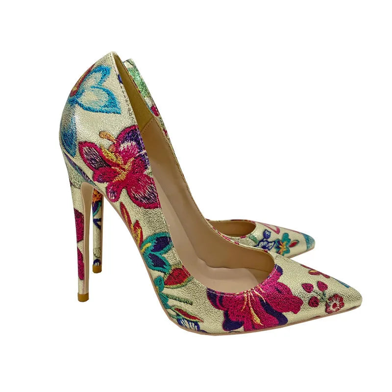 Crystal Ombre Glitter Pointed  Toe Pumps