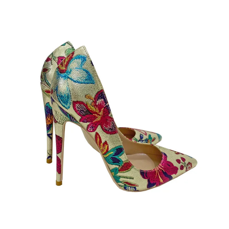 Crystal Ombre Glitter Pointed  Toe Pumps