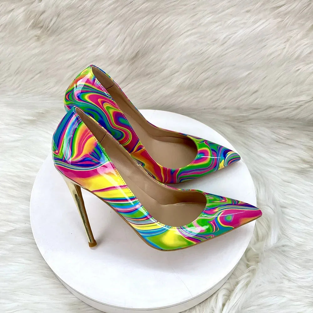 Abstract  Print Stiletto Pumps