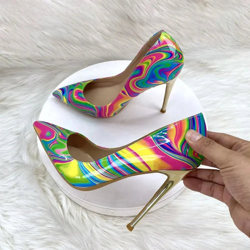 Abstract  Print Stiletto Pumps