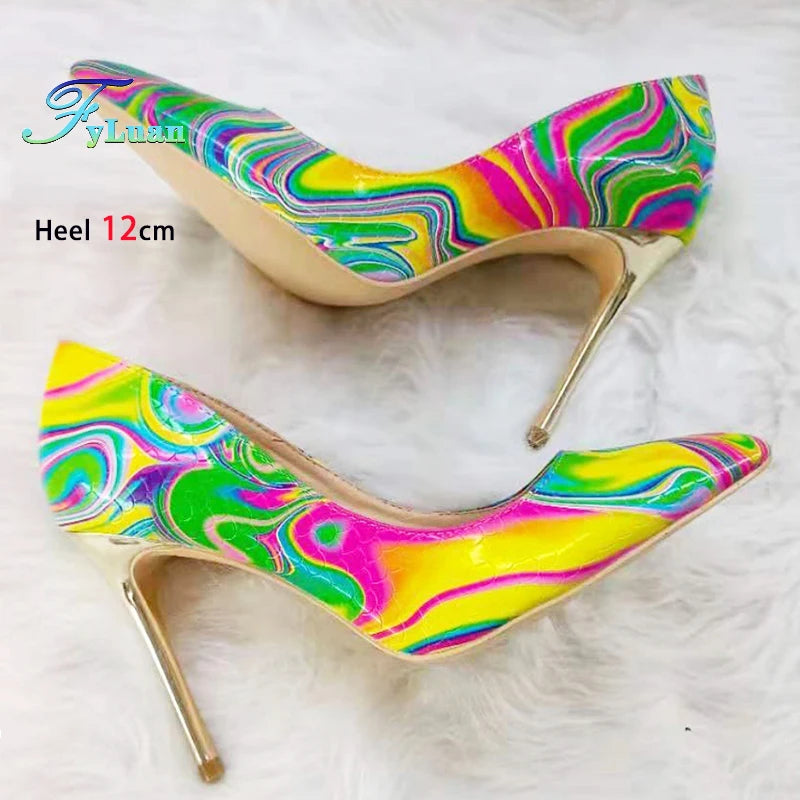 Blue Iridescent Slingback Stiletto Heels