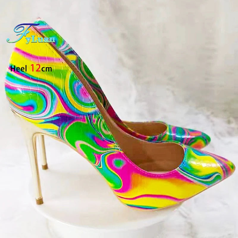 Blue Iridescent Slingback Stiletto Heels