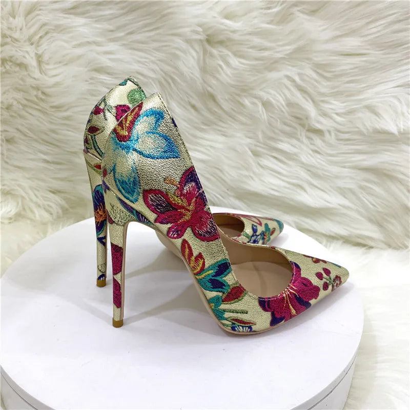 Crystal Ombre Glitter Pointed  Toe Pumps