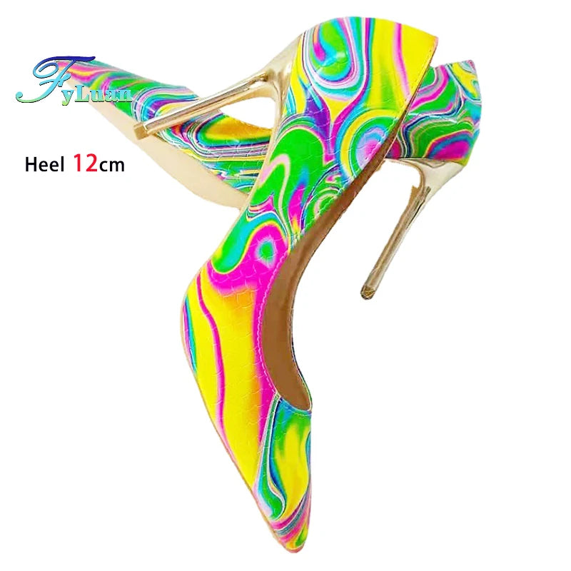 Blue Iridescent Slingback Stiletto Heels