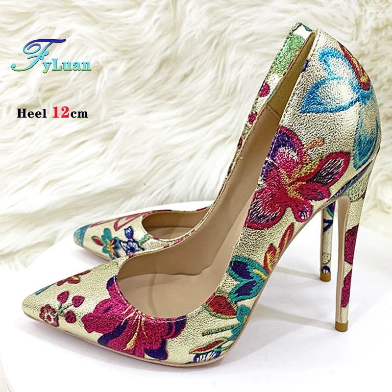 Floral Print Pointed Toe Stiletto Pumps