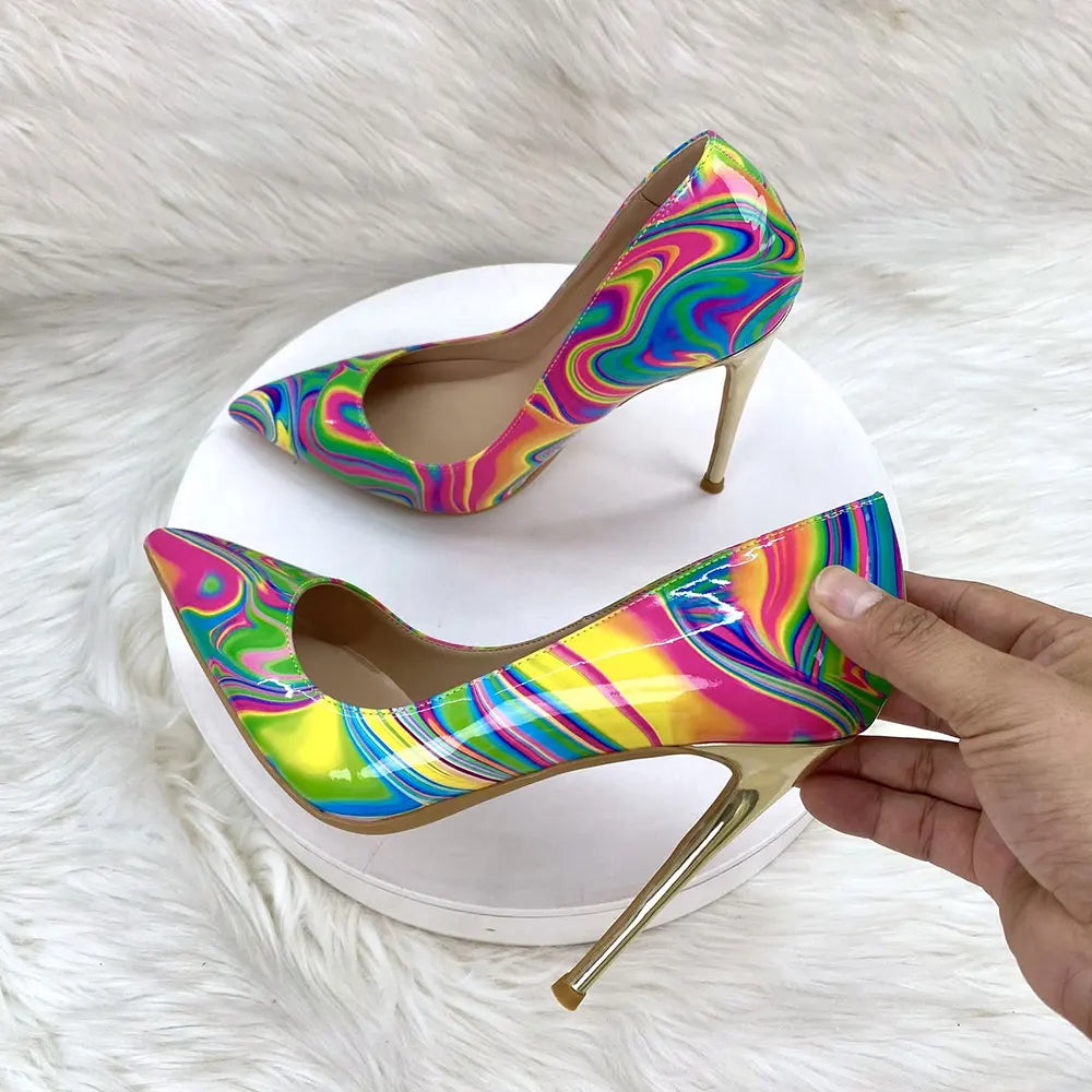 Abstract  Print Stiletto Pumps