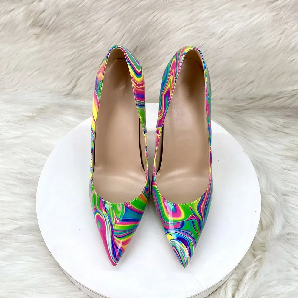 Abstract  Print Stiletto Pumps