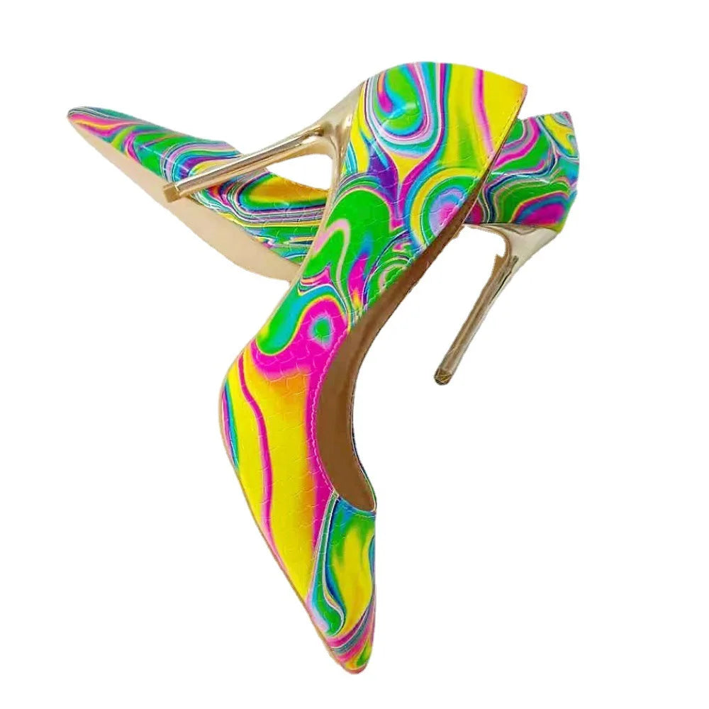 Blue Iridescent Slingback Stiletto Heels