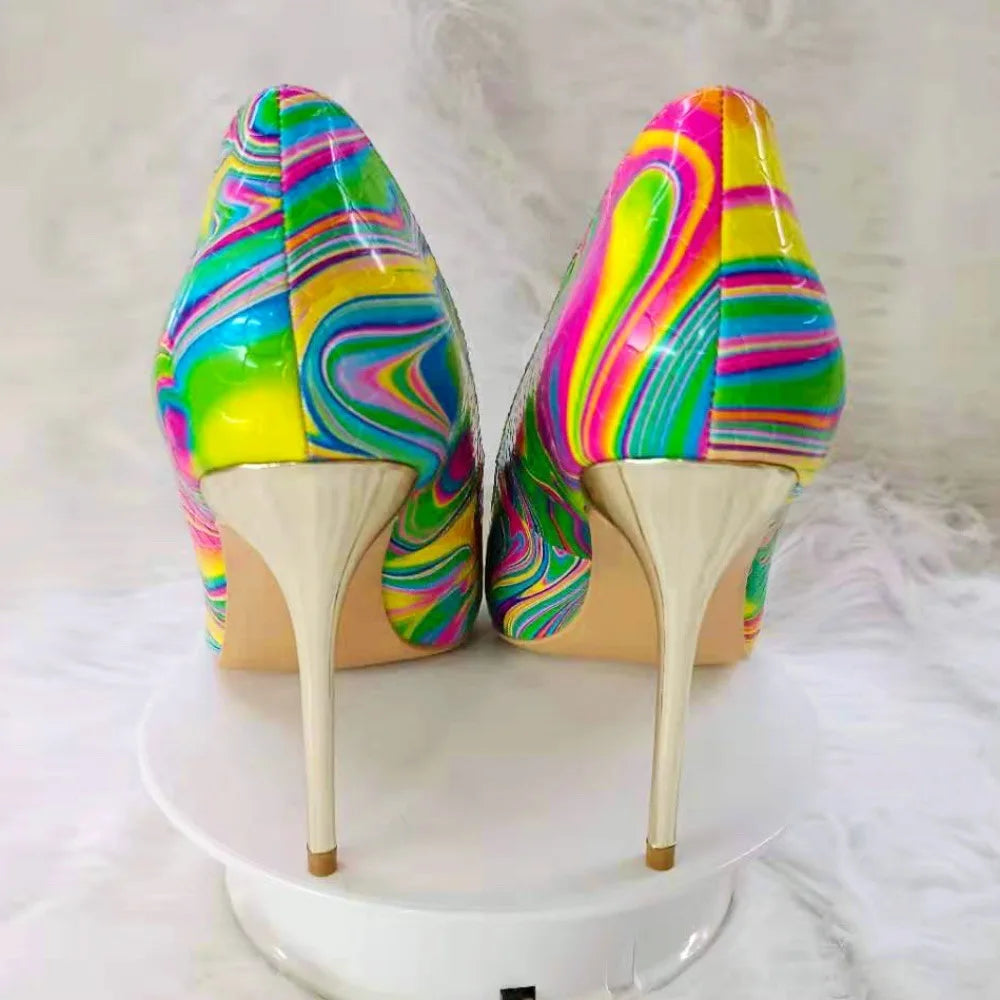 Blue Iridescent Slingback Stiletto Heels