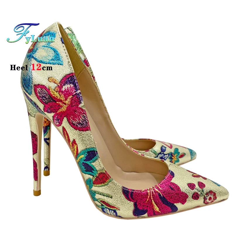 Crystal Ombre Glitter Pointed  Toe Pumps