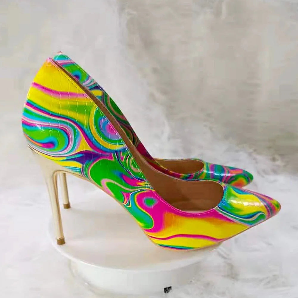 Blue Iridescent Slingback Stiletto Heels