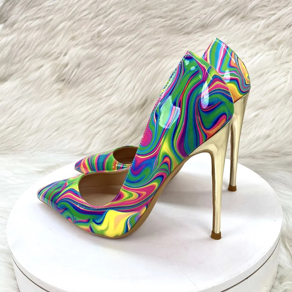 Abstract  Print Stiletto Pumps