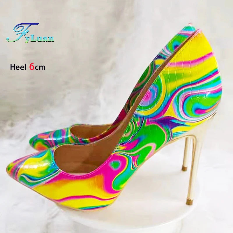 Blue Iridescent Slingback Stiletto Heels